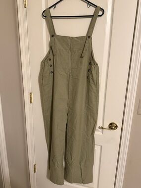 Striped Olive Utility Wide-Leg Jumpsuit